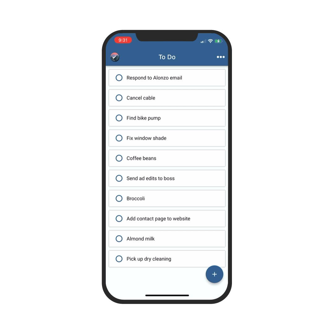 Animated demonstration of organizing tasks in On Top